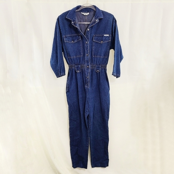 Vintage 80s dark denim jumpsuit boiler suit size large